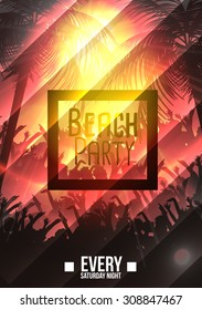 Summer Beach Party Poster - Vector Illustration