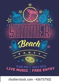 Summer beach party poster. Vector illustration