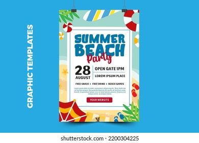 Summer Beach Party Season Graphic template, easy to customize simple and elegant design