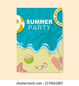 Plantilla de póster simple de Summer Beach Party. Ilustración vectorial