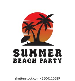 Summer beach party tropical island logo design concept idea