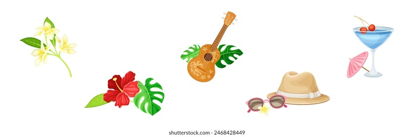 Summer Beach Party Tropical Object and Item Vector Set