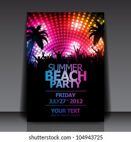 Summer Beach Party Vector Flyer Template - EPS10 Design