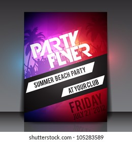 Summer Beach Party Vector Flyer Template - EPS10 Design