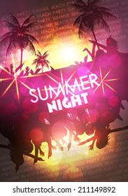 Summer Beach Party Vector Flyer - Vector Illustration