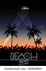 Summer Beach Party Vector Flyer - Vector Illustration