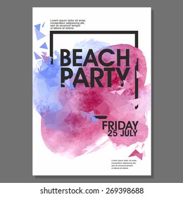 Summer Beach Party Vector Flyer Template - EPS10 Design