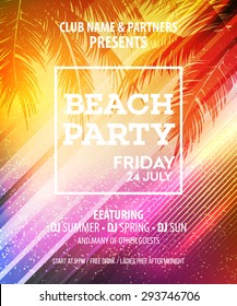 Summer Beach Party Vector Flyer Template. EPS 10