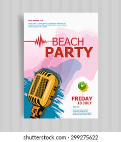 Summer beach party vector flyer template.