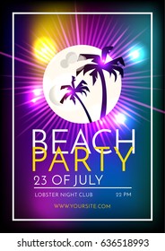 Summer Beach Party Vector Flyer Template - EPS10 Design