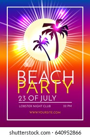 Summer Beach Party Vector Flyer Template - EPS10 Design