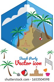 summer beach party vector icon
