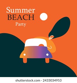 Summer Beach Party. Woman on the beach. Vector illustration