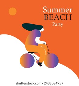 Summer Beach Party. Woman on the beach. Vector illustration