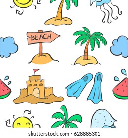Summer beach pattern doodles