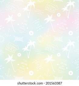Summer beach pattern in old school tattoo style, vector