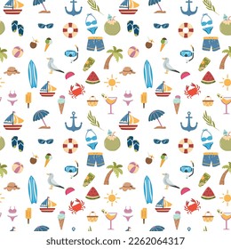Summer Beach Pattern, Vector Illustration