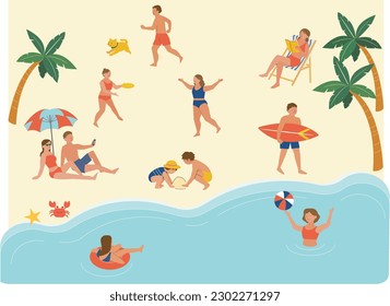 Summer beach. People enjoy summer holiday.