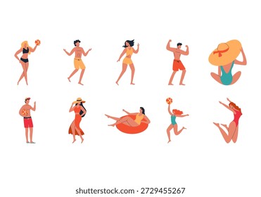 Summer Beach People Illustration Element