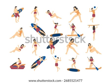 Summer Beach People Illustration Element