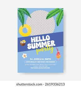 summer beach pool party editable print flyer or poster for summer fashion sale poster template, summer Holiday and tour advertisement background, summer leaflet, brochure cover design