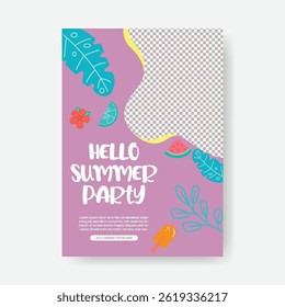summer beach pool party editable print flyer or poster for summer fashion sale poster template, summer Holiday and tour advertisement background, summer leaflet, brochure cover design