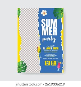 summer beach pool party editable print flyer or poster for summer fashion sale poster template, summer Holiday and tour advertisement background, summer leaflet, brochure cover design