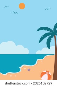 Summer beach portrait illustration design