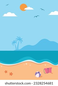 Summer beach portrait vector illustration