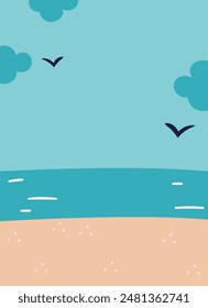 Summer Beach Postcard Vektorillustration