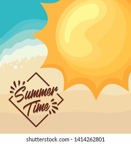 summer beach poster with sun