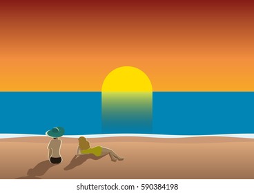 summer beach poster sunset
