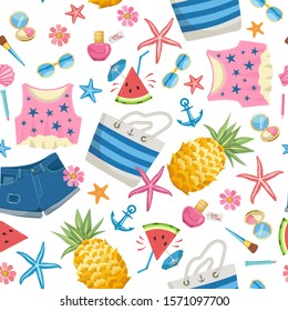 Summer beach print design. Fashion seamless pattern. Summer party print pattern. 