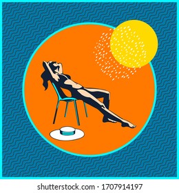 Summer beach print. holiday concept. Pop art. Summer holiday. Vector illustration