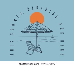 Summer beach Relaxation beach chair umbrella