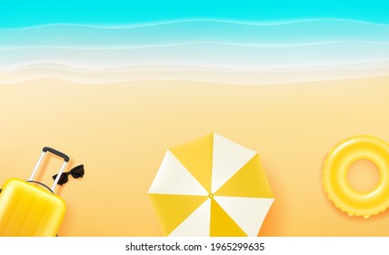 Summer beach rest with beach stuff
