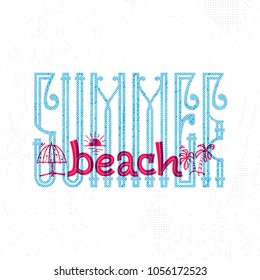 Summer beach. Retro sign, badge, banner template. Illustration palm tree with coconut of the emblem of summer. It is good for printing posters and as an icon on the site.