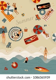 Summer beach retro style illustration