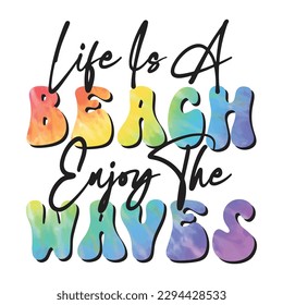  Summer Beach Retro Wavy Vector T-shirt Design