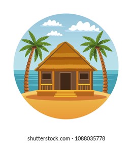 Summer and beach round symbol