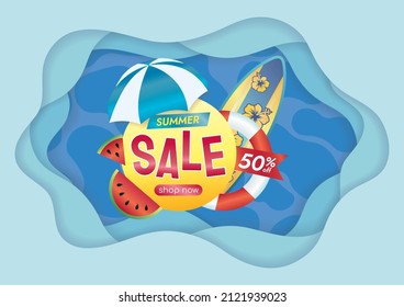 summer beach sale background vector design