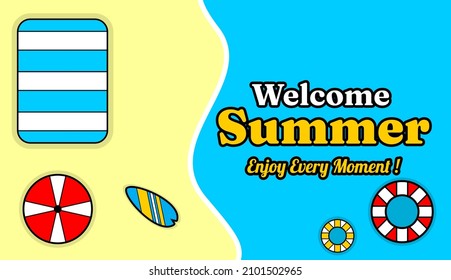 summer beach and sand background design with text enjoy every moment
