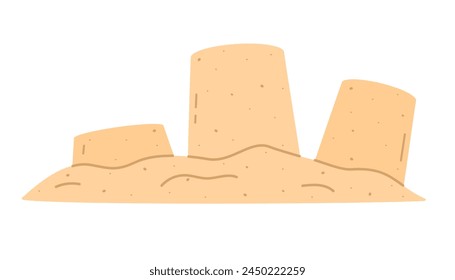 Summer beach sand play. Sand cakes flat vector isolated illustration