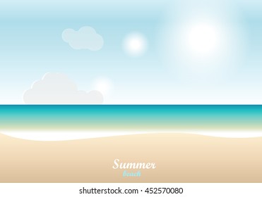 Summer beach, sand and sea and sky background with text - illustration. Vector.