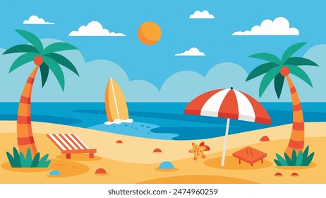 Summer beach scene banner design background
