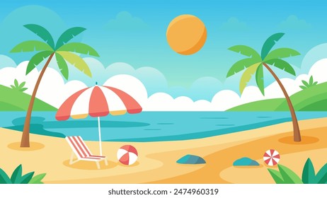 Summer beach scene banner design background