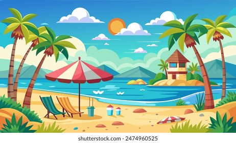 Sommer Strandszene Banner Design Hintergrund