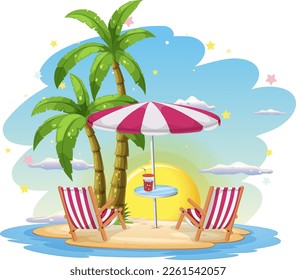 ilustración de la escena de la playa de verano