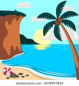 Summer beach scene vector background

