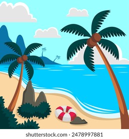 Summer beach scene vector background

